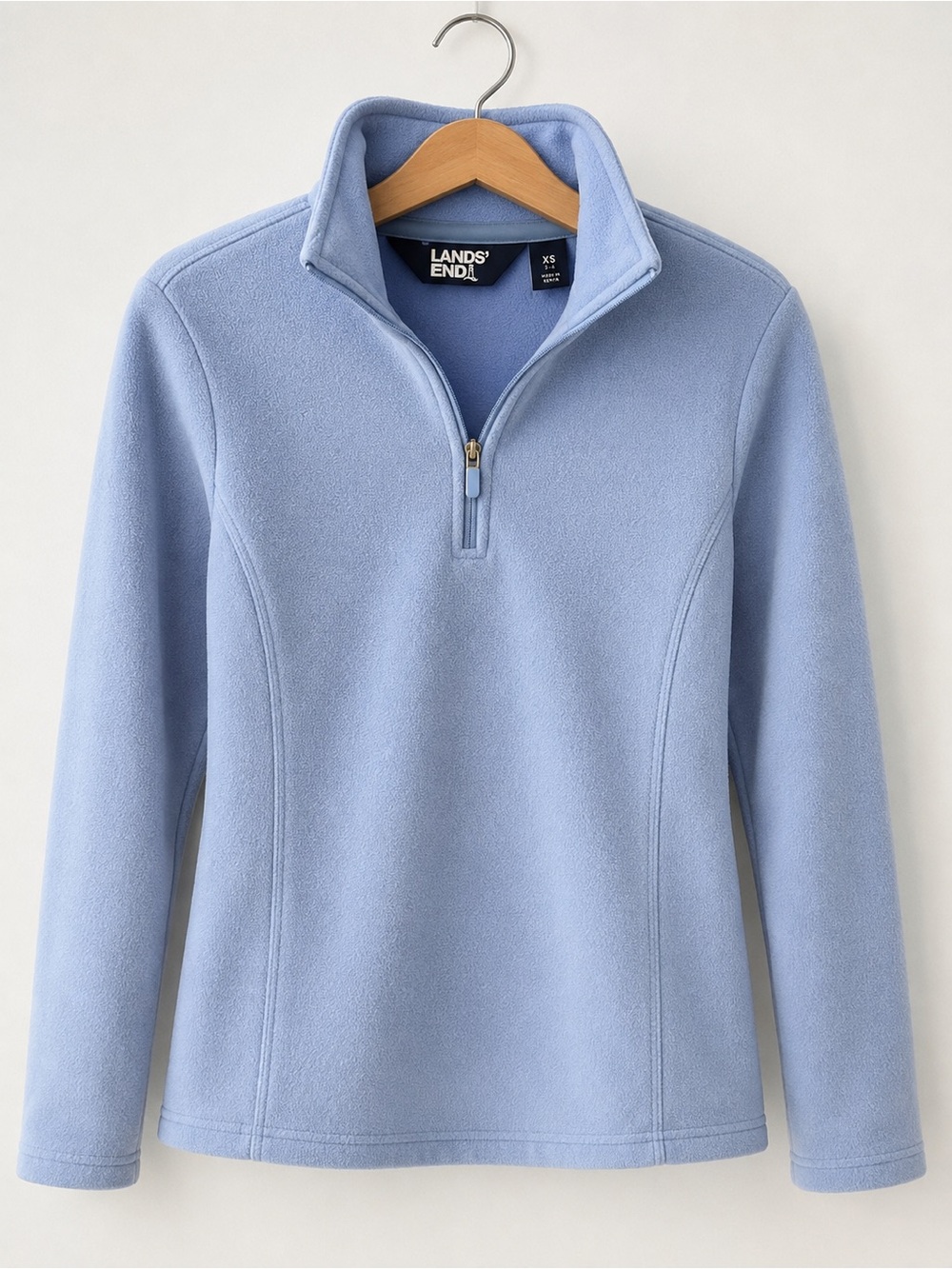 Lands' End Women's Light Blue Quarter-Zip Fleece Pullover